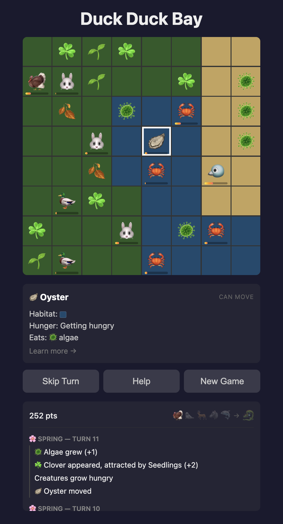 Duck Duck Bay mid-game board